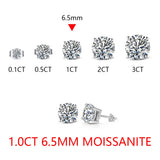 Top Quality 2 Carat 8.0mm D Colour Moissanite Diamonds Sterling Silver Stud Earrings