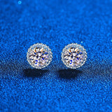 Marvelous 14KGP D Colour 2CT Round Cut Moissanite Diamonds Stud Earrings, Sterling Silver Fine Jewellery - The Jewellery Supermarket