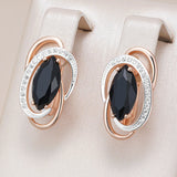 14 Karat Gold Filled Unusual Shiny Black White AAA Zircon Crystals Dangle Luxury Earrings