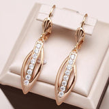 Luxury Filled Rose Gold of 14-Karat Purity AAA Zircon Diamonds Long Dangle Earrings - Fine Fashion Jewellery