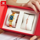 Luxury Brand Gold Plated Stainless Steel Waterproof Automatic Date Women's Watches - Elegant Bracelet Set Ideal Gift