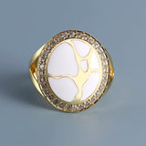 Sparkling AAA Zircon Diamonds Antique Look Elegant Handmade Enamel Oriental Rings