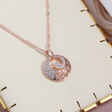 Luxury 14K Filled Rose Gold AAA Zircon Diamonds Circle Design Vintage Crystal Jewellery Necklace