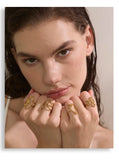 18K Gold Plated Trendy Stainless Steel Geometric Hollow Unusual Distinctive Polished Ring