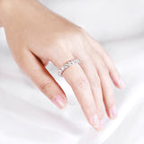Terrific 2-5mm VVS1 D Colour Moissanite Diamonds Sparkling Eternity Silver Ring