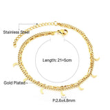 Double Layer Coin Disc Pendant Anklets - Gold Colour Stainless Steel Anti-allergic Rope Chain Jewellery - The Jewellery Supermarket