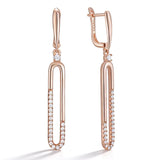 14K Rolled Gold Glossy Geometry AAA Zircon Diamonds Drop Earrings Daily Fine Jewellery