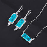 Vintage Paraiba Tourmaline Gemstone Pendant Necklace Drop Earrings for Women - Fine fashion Jewelry Sets