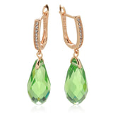 Stunning 14K Gold Filled Luxury AAA Zircon Green Blue Crystal Earrings