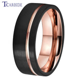 Excellent Offset Grooved Brushed 8MM Tungsten Wedding Rings for Men Women