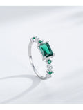 Elegant AAAA Lab Created Diamonds Silver Vintage AAA Green Square Zircon Rings
