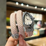 Fashionable Ladies Quartz Watch with Snake Shape Set with Zircon Diamonds, Casual Style Elegant Women's Wristwatches