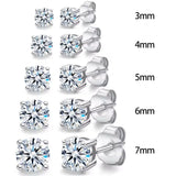 Real 0.1-3CT Moissanite Diamond Stud Earrings Silver Platinum Plated  Fine Jewelry
