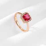 Delightful 14K Rolled Gold AAA Zircon Red Crystal Solitaire Ring Classic Jewellery