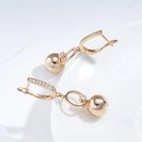 14K Gold Filled AAA Zircon Diamonds Setting Fashion Gold Colour Metal Ball Long Drop Earrings