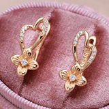 14K Gold Filled New Trendy Mini Love Elegant Bloom Center AAA Zircon Diamonds Earrings