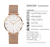 New Simple Elegant Rose Gold Tone Stainless Steel Women Bracelet Watch - Quartz Movement Steel Mesh Watches