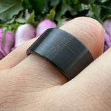 Flat Band And Brushed Finish 10MM 12MM Large Men Black Tungsten Ring Comfort Fit