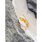 18K Gold Plated Fashion White Enamel Creative Irregular tainless Steel Open Stylish Ring