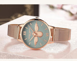 Elegant Luxury 3D Engraved Bee Dial Ladies Watch Rose Gold Plated 31mm Classic Casual Dress Watch with Bracelet Set