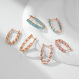 14 Karat Rolled Gold Oval Multicolor AAA Zircon Crystals Long Drop Luxury Earrings