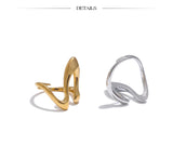 18K Gold Plated Stainless Steel Metal U Shape Fashion Minimalist Adjustable Ring