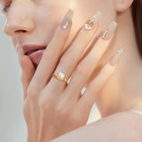 Elegant Single Natural Freshwater Pearl Silver 18K GP Adjustable Ring