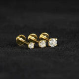 Sterling Silver Moissanite Diamonds Multi-Size Round Cartilage Tragus Stud Earrings