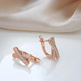 New Filled 14K Rose Gold Micro Inlay AAA Zircon Diamonds Cross Clip Dop Earrings, Fashion Party Fine Jewellery