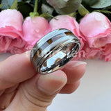 Different Wods Inlay Stepped Unique Brushed Finish Tungsten Wedding Rings
