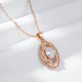 Sensational Rolled 14K Rose Gold Oval AAA Zircon Setting Necklace For Woman - Ethnic Style Jewellery