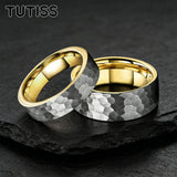 Flat Two Colors Hammered 6/8mm Tungsten Wedding Rings for Men and Women