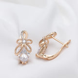 14 Karat Filled Gold  New Bow Knot Hollow Drop Cut AAA Zircon Diamonds Trendy Earrings