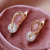 New 14K Rolled Rose Gold Special Inlay Single AAA Zircon Crystal Curve Piercing Earrings, Luxury Jewellery