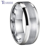 Popular Ring Beveled Polished Brushed 6/8mm Men Women Tungsten Wedding Rings