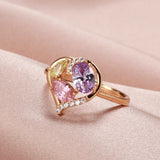 14K Gold Filled Hollow Love Translucent Colored AAA Zircon Crystal Versatile Ring