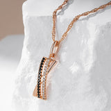 Splendid 14K Filled Rose Gold Black With White AAA Zircon Diamonds Necklace - Luxury Vintage Style Jewellery