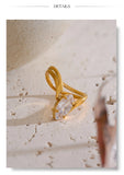 18K Gold Plated Stainless Steel AAA Zirconia Diamond  Delicate Ring Exquisite Fashion Jewellery