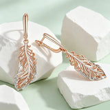 14 Karat Gold Filled Two Tone Fashion Leaves Drop Earrings for Women Fine Jewellery