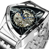 New Triangle Skeleton Automatic Watches for Men Luxury Brand Stainless Steel Strap Sports Mechanical Watches