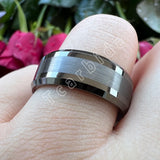 Popular Ring Beveled Polished Brushed 6/8mm Men Women Tungsten Wedding Rings