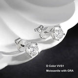 Amazing GRA Certified 0.1-3CT D Colour Moissanite Diamonds Stud Earrings For Women/Men - Fine S925 Silver Jewellery - The Jewellery Supermarket