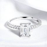 Emerald/Radiant Cut 1-4CT 1-4CT VVS1 D Colour Moissanite Diamond Silver Wedding Ring