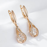 14K Gold Filled Luxury AAA Zircon Diamonds Long Dangle Sparkling Earrings For Women