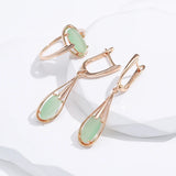 Adorable 14K Rolled Gold Emerald Green Long Drop AAA Zircon Crystal Earrings