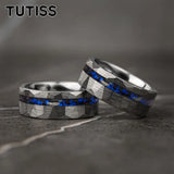 Meteorite Nebula Inlay Hammered 6/8mm Gold/Silver Color Tungsten Ring for Men Women