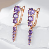 14K Gold Filled Shiny Purple AAA Zircon Crystals Drop Earrings Wedding Fine Jewellery