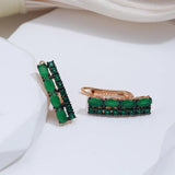 Latest Fashion Rolled 14K Rose Gold AAA Green Opal Zircon Crystal Drop Earrings, Vintage Style Jewellery