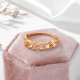 Awesome Sparkling Filled 14K Rose Gold AAA Zirconia Diamonds Chain Ring For Women - Party Wedding Jewellery