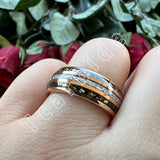 Bright Meteorite Gold Foil Inlay 8MM 18k Gold Colour Tungsten Carbide Wedding Rings